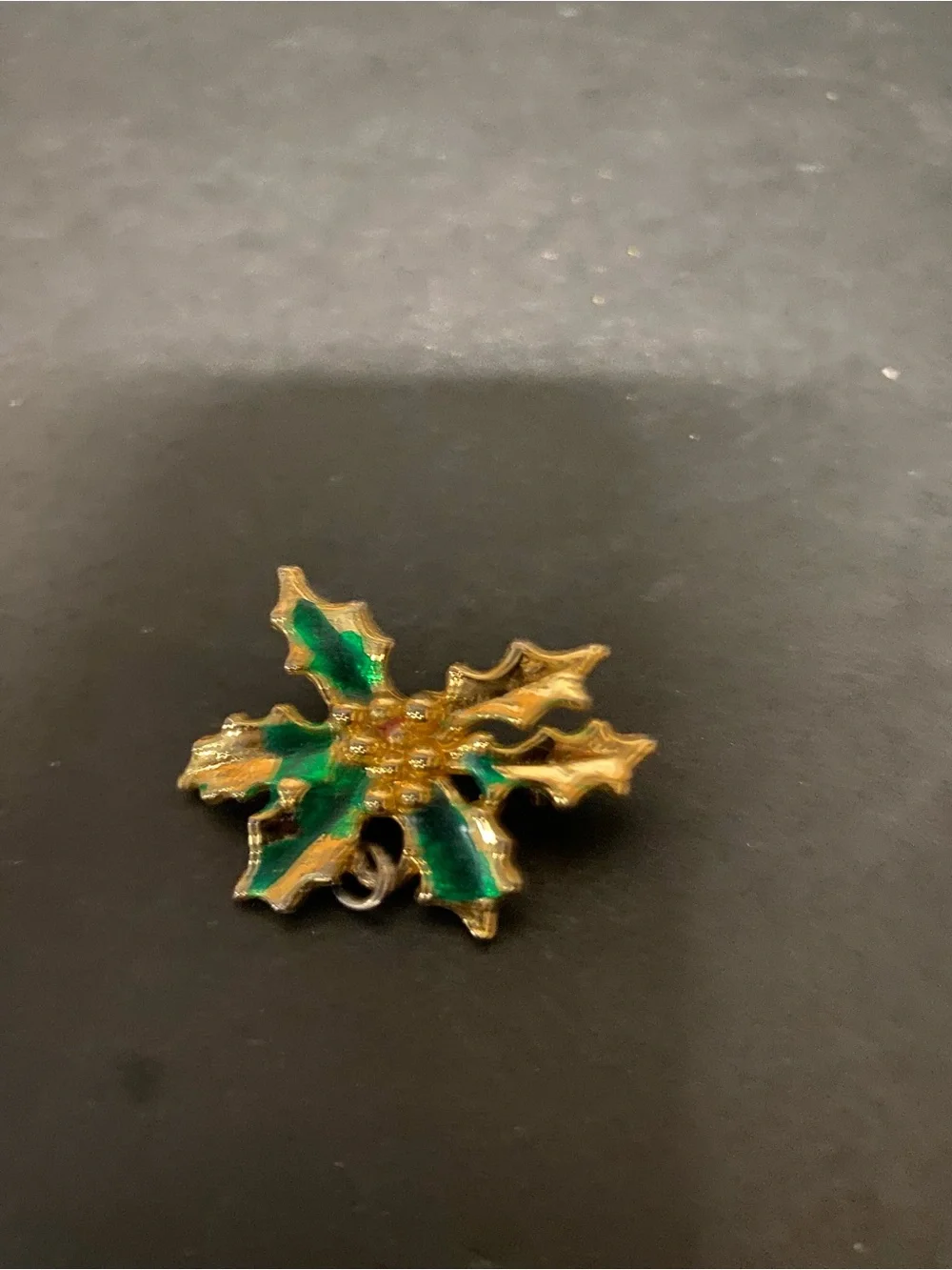 Gold and Green Holly Leaf Accent Pin - Holiday Home Accent